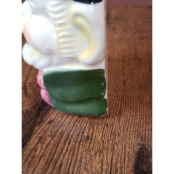 Vintage Charlie Toby Head Vase Porcelain Wall Pocket Winking Old Man Green Tie - Picture 10 of 11